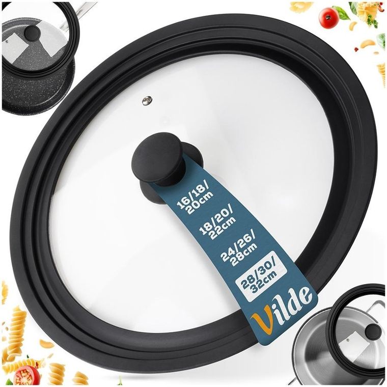 Vilde, pokrywka szklana silikonowa, uniwersalna, 28/30/32 cm