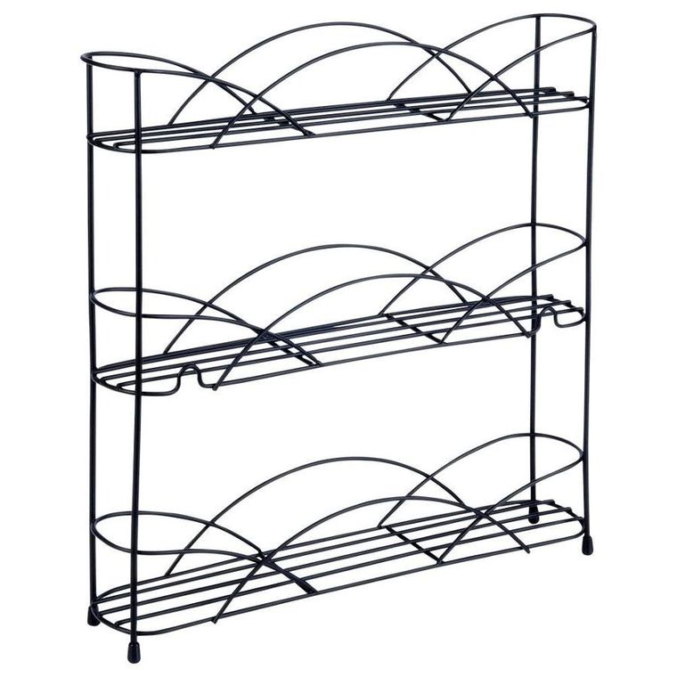 Vilde, półka na przyprawy, metalowa, czarna, 33.5-6.5-33.5 cm