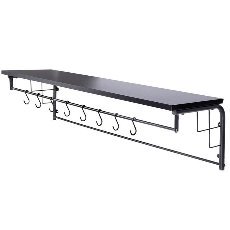 Vilde, półka z wieszakami ścienna, czarna