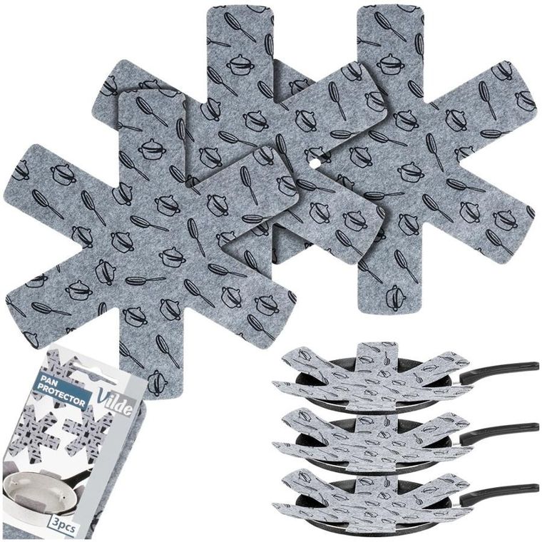 Vilde, przekładki ochronne do patelni, filcowe, 38 cm, 3 szt.