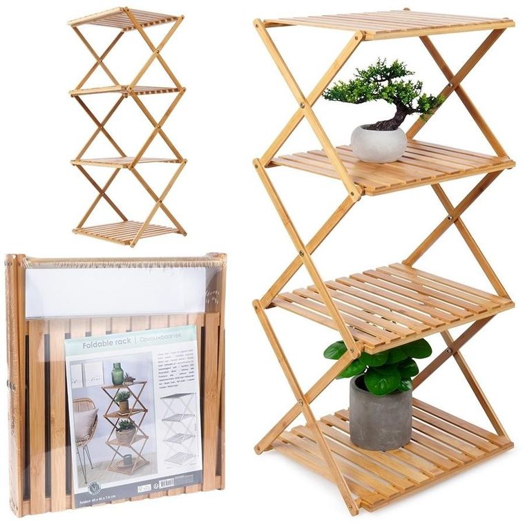 Vilde, regał bambusowy składany, 40-33.5-93.5 cm