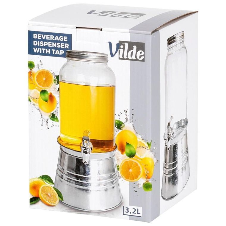 Vilde, słój do napojów z kranikiem i stojakiem, 3,2l