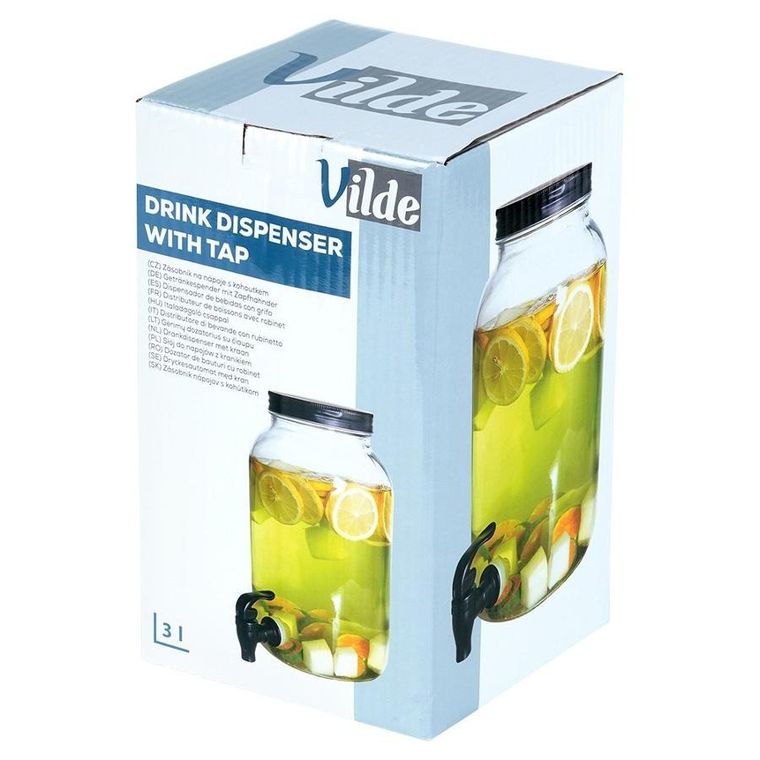 Vilde, słój do napojów z kranikiem, szklany, 3.2 l