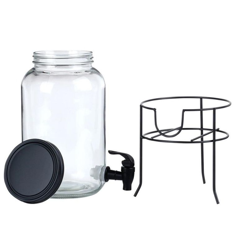 Vilde, słój szklany do napojów z kranikiem i stojakiem, 3,2l