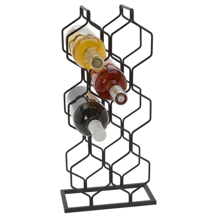 Vilde, stojak metalowy na wino, czarny, 8 butelek, 23-11-48 cm