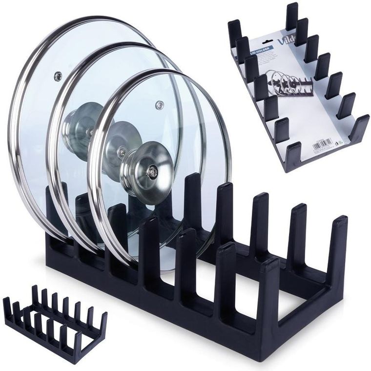 Vilde, stojak na pokrywki i talerze czarny, 28-15-9 cm