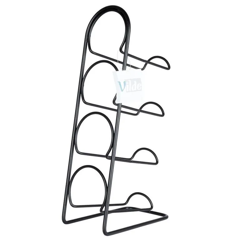 Vilde, stojak na wino, metalowy, czarny, 4 butelki, 21-12-43 cm