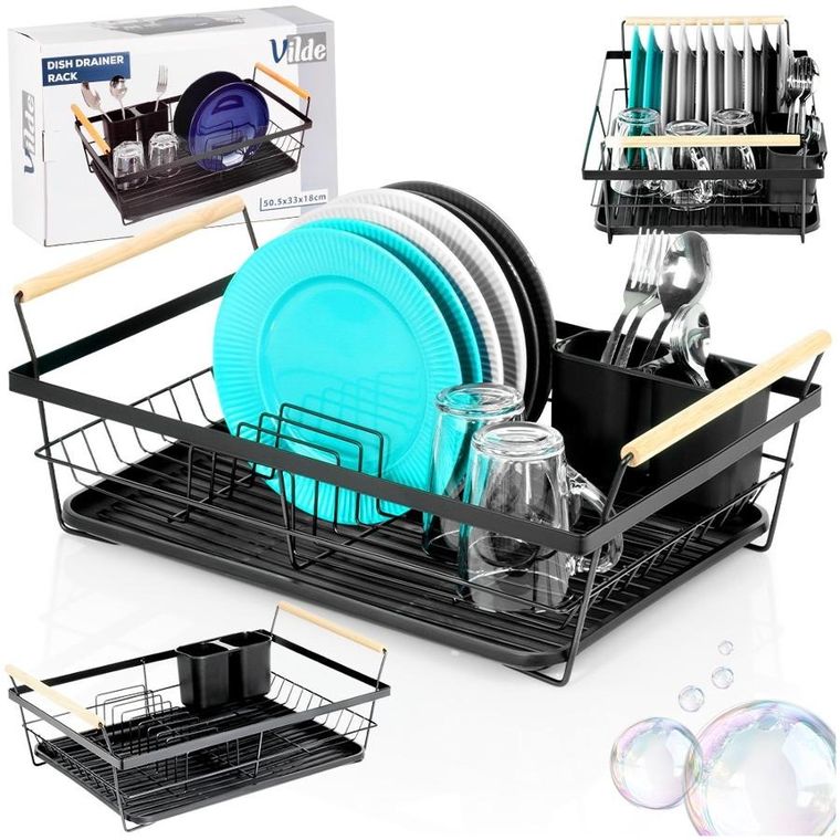 Vilde, suszarka na naczynia, czarna, 50,5-33-18 cm