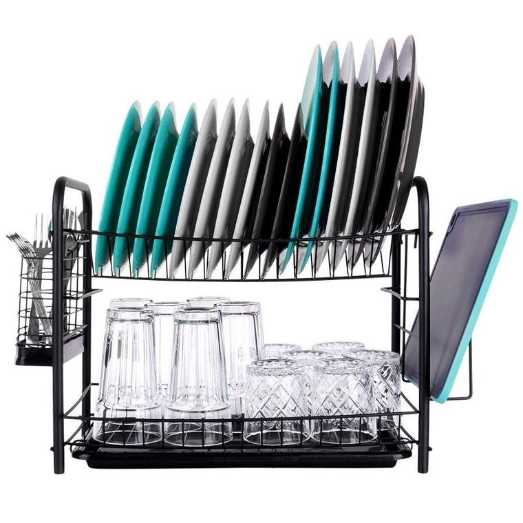 Vilde, suszarka na naczynia, czarna dwupoziomowa, 51.5-24.5-33 cm