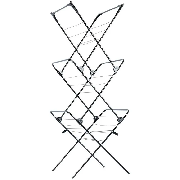 Vilde, suszarka na pranie metalowa, czarna pionowa, 61-58-136 cm