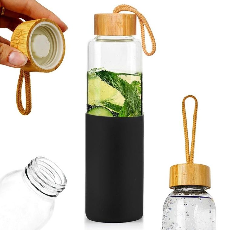 Vilde, szklana butelka na wodę z silikonowym pokrowcem, 600 ml
