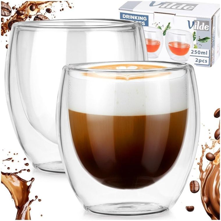 Vilde, szklanki termiczne z podwójną ścianką, do kawy i herbaty, 250 ml, 2 szt.