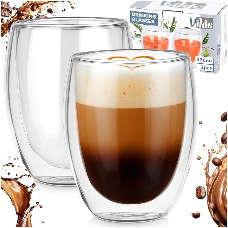 Vilde, szklanki termiczne z podwójną ścianką, do kawy i herbaty, 370 ml, 2 szt.