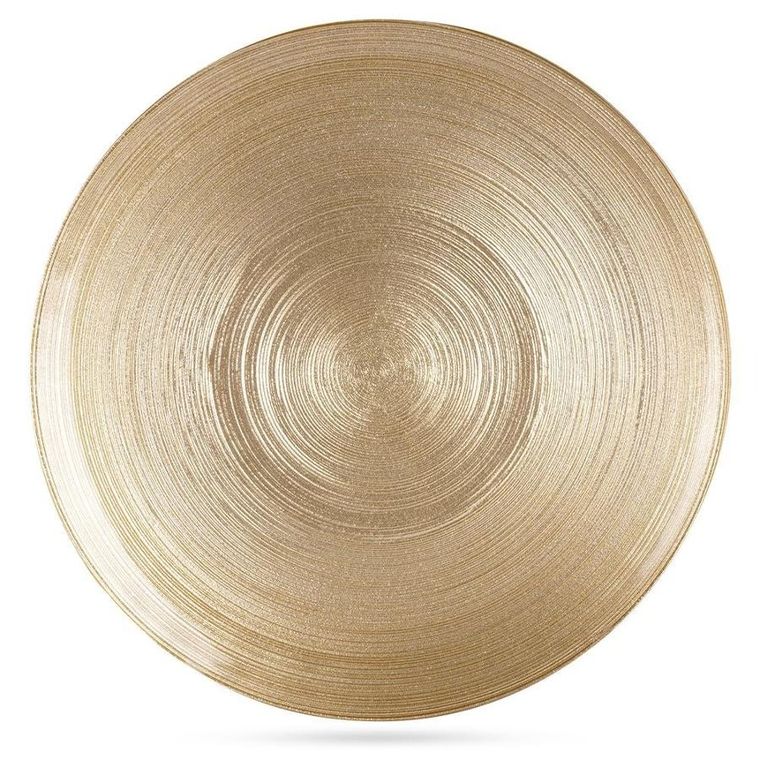 Vilde, talerz obiadowy, płytki duży, szklany, złoty, 28 cm
