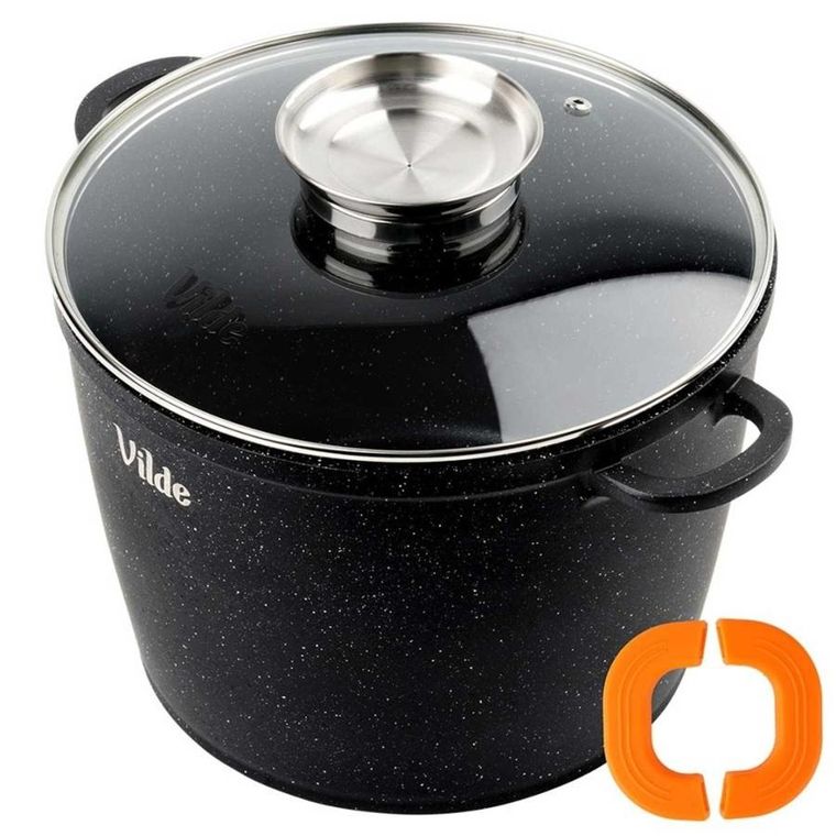 Vilde, Terruna Aroma, garnek ze szklaną pokrywką, granitowy, 28 cm, 9,7l