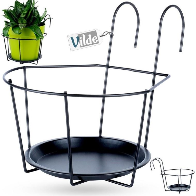 Vilde, uchwyt balkonowy na doniczkę, metalowy, czarny