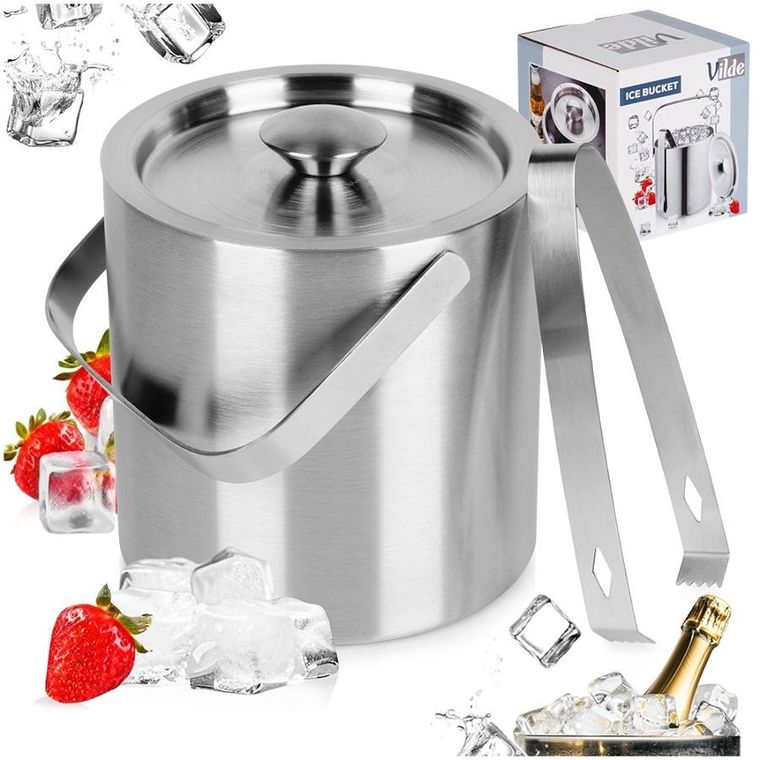 Vilde, wiaderko do lodu ze szczypcami, stalowe, termiczne