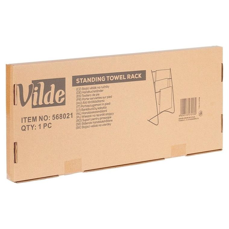 Vilde, wieszak na ręczniki stojący, metalowy, czarny