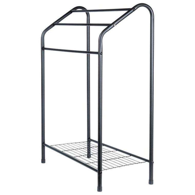 Vilde, wieszak na ręczniki stojący, metalowy, czarny