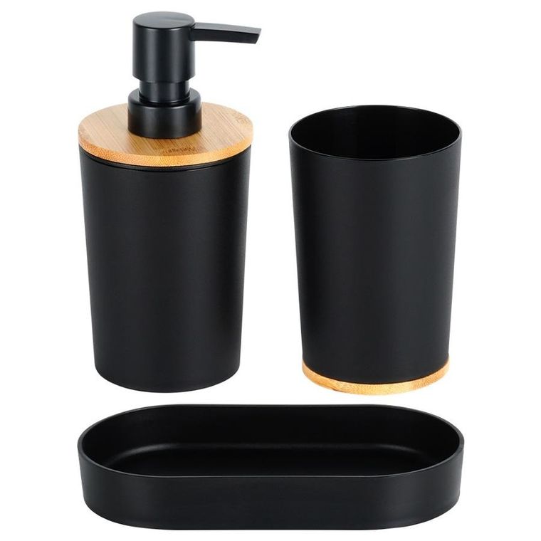 Vilde, zestaw łazienkowy, czarny, 3 el.