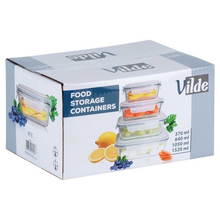Vilde, zestaw szklanych pojemników na żywność z pokrywami i uszczelkami