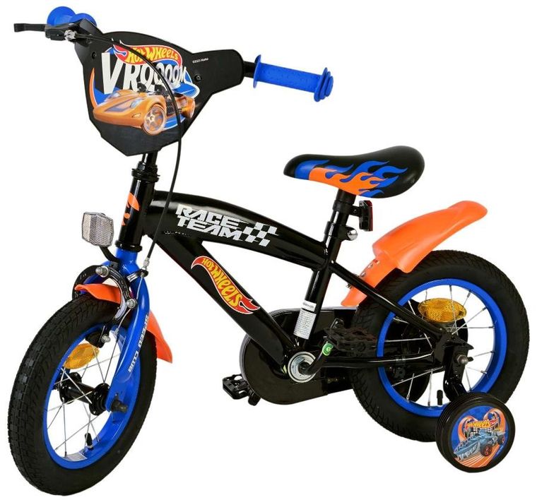 Volare, Hot Wheels, rower, czarno-niebieski, 12"