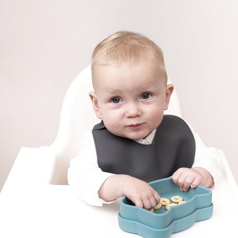 We Might Be Tiny, zestaw śliniaków silikonowych z kieszonką, turkusowo-ciemny szary