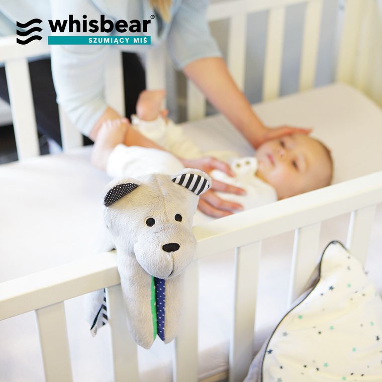 Whisbear - Szumiący Miś Soft, maskotka szumiąca z czujnikiem płaczu, turkus