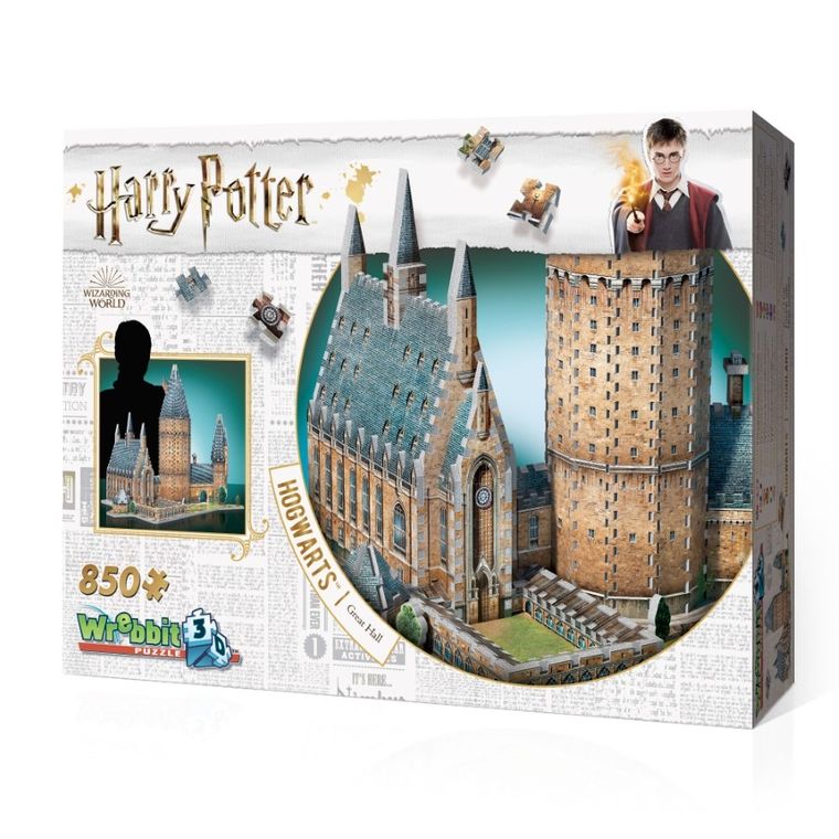 Wrebbit, Harry Potter, Hogwarts Great Hall, puzzle 3D, 850 elementów