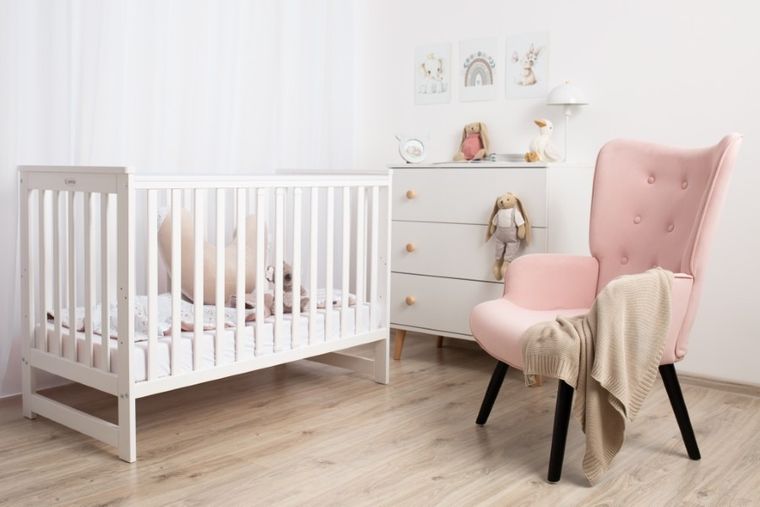 Yoonco, IWI, łóżeczko drewniane z barierką, białe