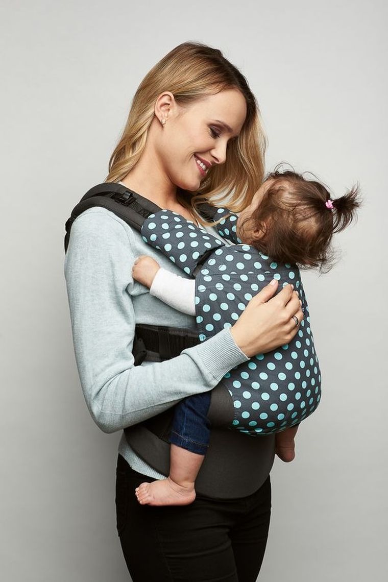 Zaffiro, Care, nosidełko dla niemowląt, szaro-turkusowe groszki
