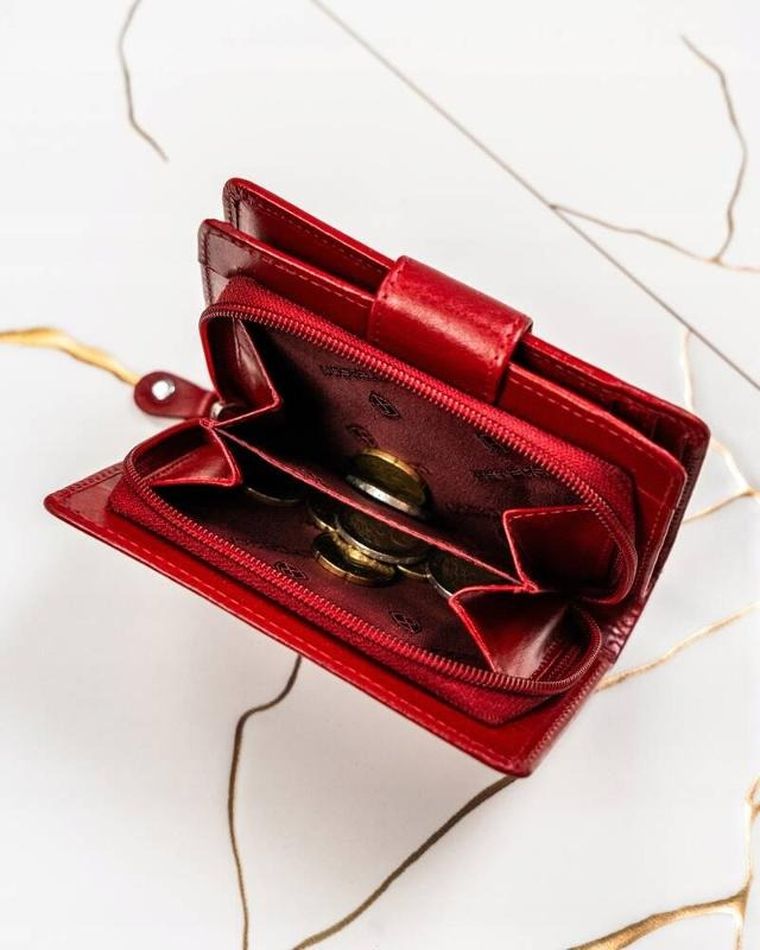 Zestaw: Portfel, Brelok, czerwony, skórzany, RFID, Peterson