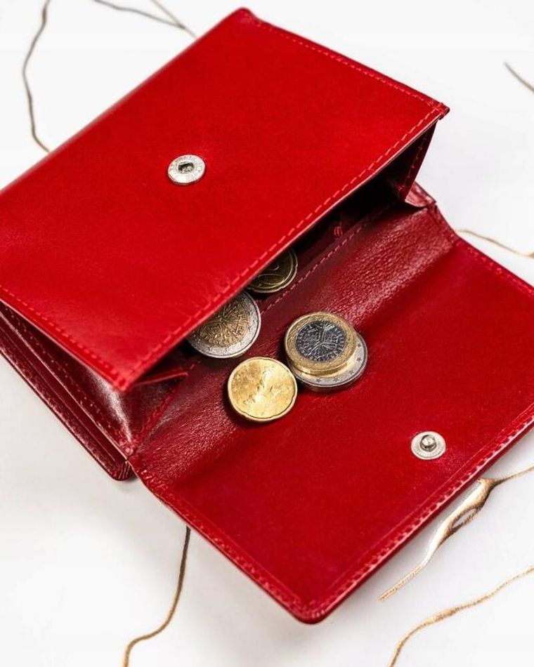 Zestaw: Portfel, Brelok, czerwony, skórzany, RFID, Peterson