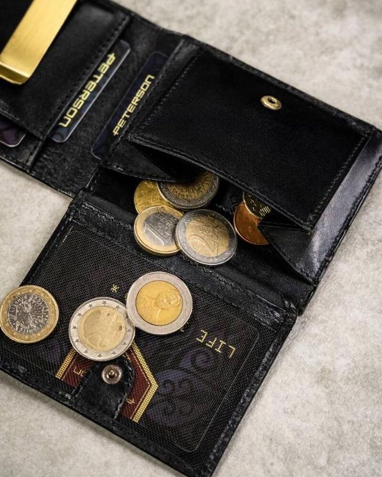 Zestaw: Portfel, Etui na karty, Brelok, czarny, skórzany, RFID, Peterson