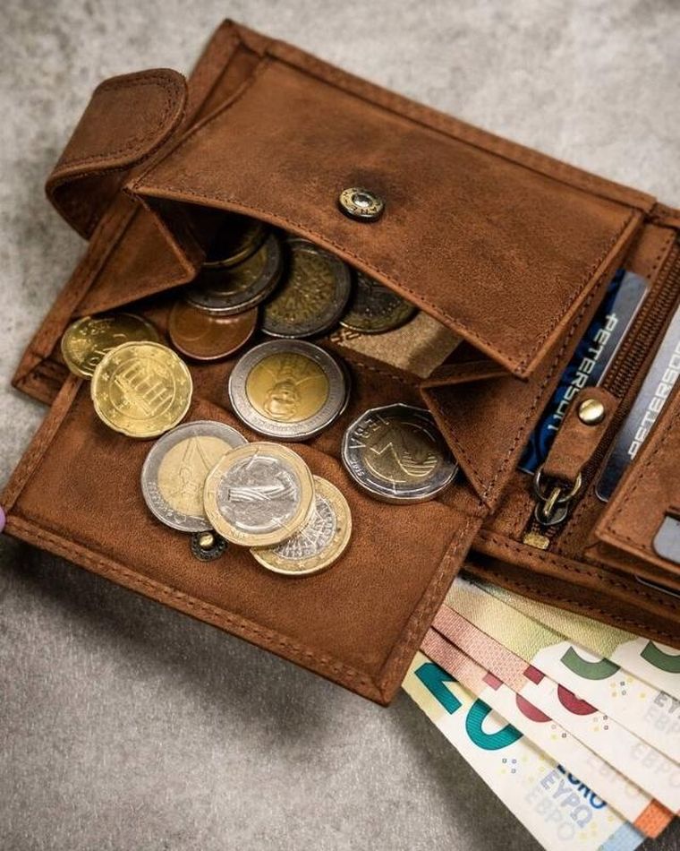 Zestaw prezentowy: Portfel, Brelok, brązowy, skórzany, RFID, Peterson