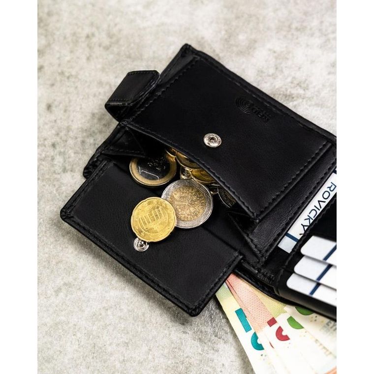 Zestaw prezentowy: Portfel, Brelok, czarny, skóra ekologiczna, Rovicky