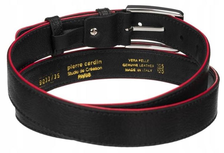 Zestaw prezentowy: Portfel, Pasek, czarny, skórzany, Pierre Cardin