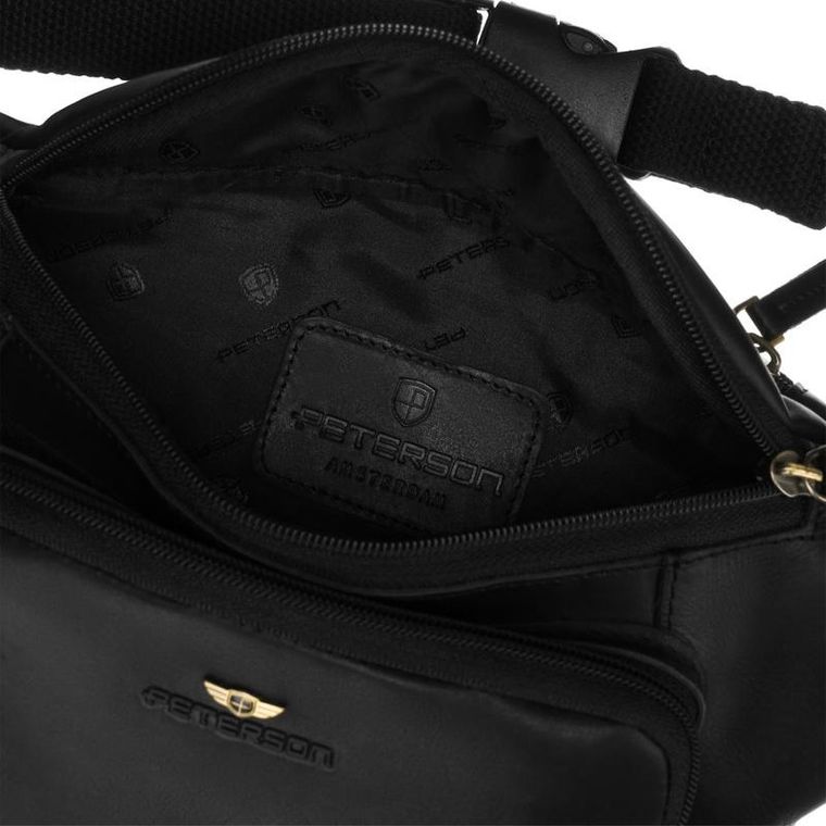 Zestaw, Saszetka na biodro, nerka, Etui na klucze, czarny, skórzany, Peterson