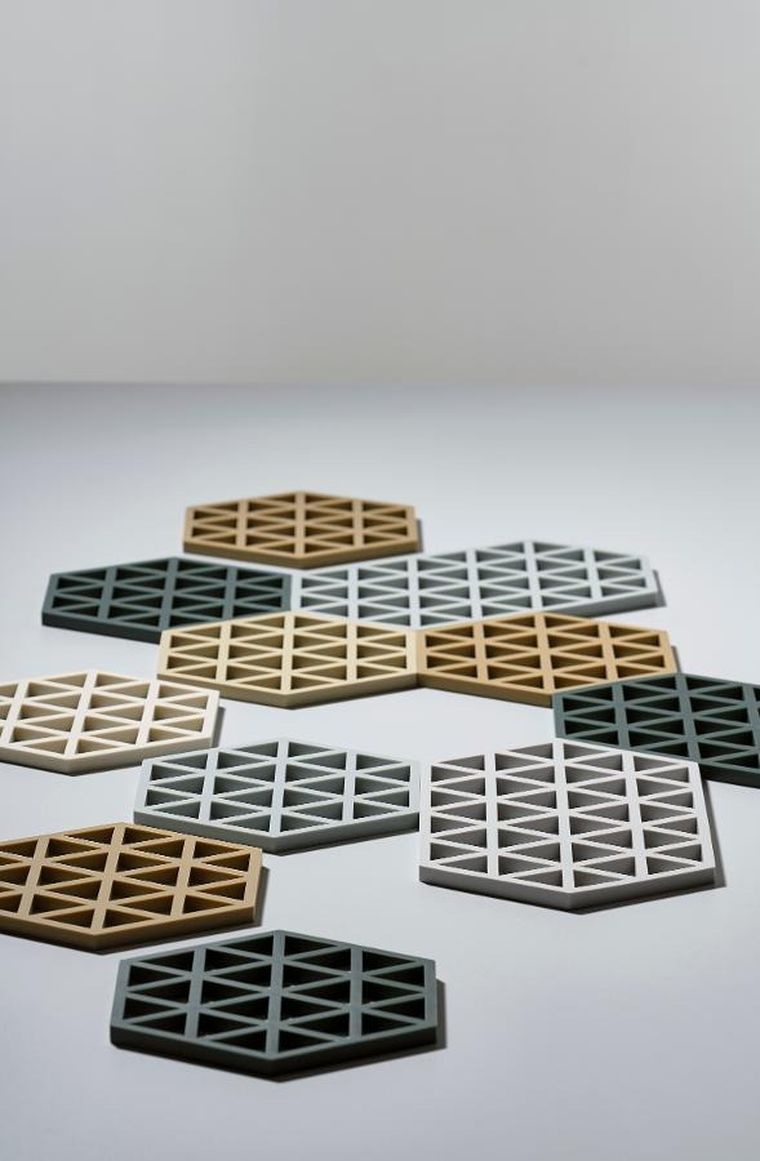 Zone Denmark, Triangles, podkładki pod naczynia, rosemaru/matcha/olive taupe, 3 szt.
