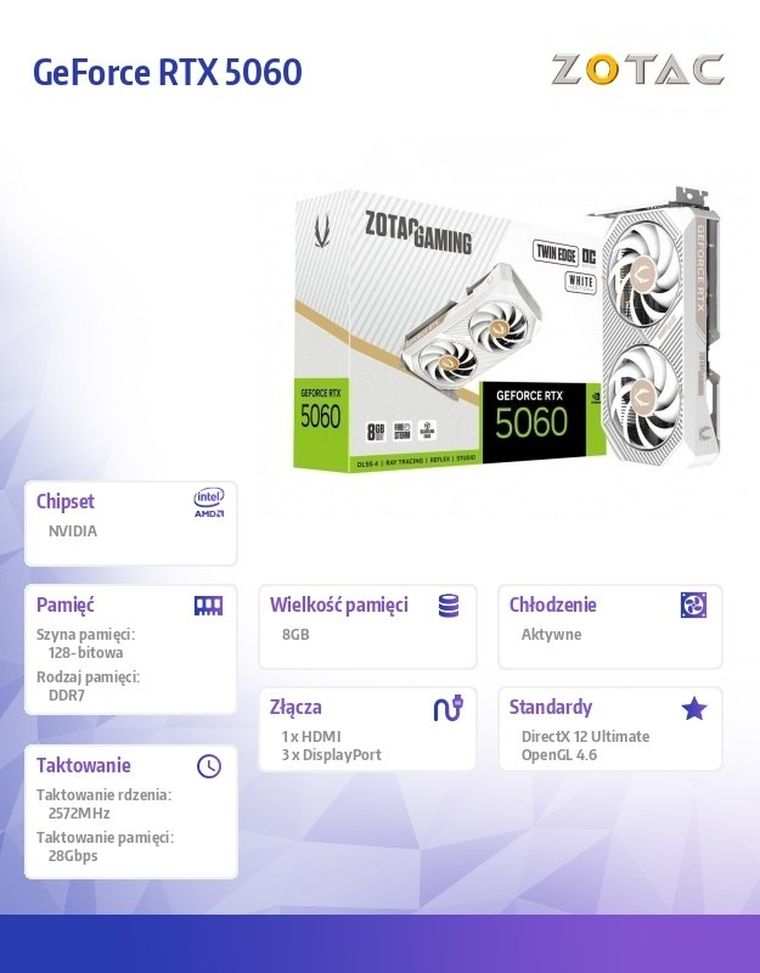 Zotac, GeForce, karta graficzna, RTX 5060 Twin Edge OC White