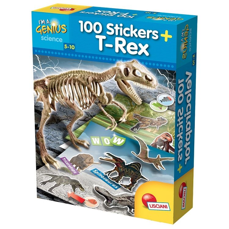 Lisciani, Im a Genius, dinozaur T-rex, model + 100 naklejek