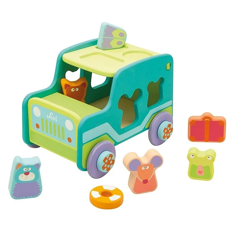 Sevi, Zabawka drewniana, Zielony Jeep - sorter dla dzieci