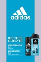 Adidas, zestaw prezentowy, ice dive, dezodorant spray, 150 ml + żel pod prysznic, 250 ml
