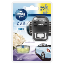 Ambi Pur, Car Moonlight Vanilla, samochodowy odświeżacz powietrza, zestaw startowy, 7 ml