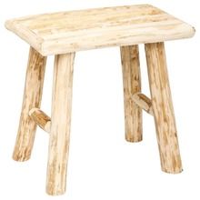 Atmosphera, stołek drewniany, prostokątny taboret, podnóżek, 34-24-32 cm