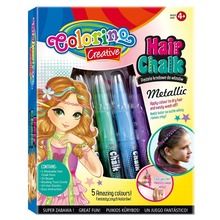 Colorino, pastele kredowe do włosów dla dziewczynek 5 metalicznych kolorów