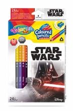 Colorino, Star Wars, kredki ołówkowe, trójkątne, temperówka, 24 kolory, 12 szt.