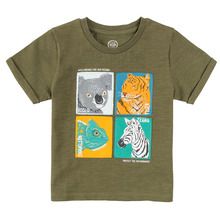 Cool Club, T-shirt chłopięcy, khaki, Wild animals