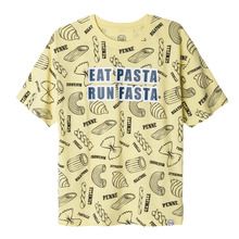 Cool Club, T-shirt chłopięcy, żółty, Eat pasta run fasta