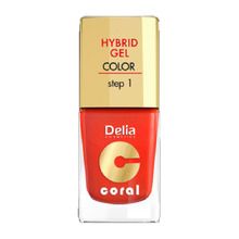 Delia Cosmetics, Coral Hybrid Gel, emalia do paznokci nr 14 pomarańczowa czerwień, 11 ml